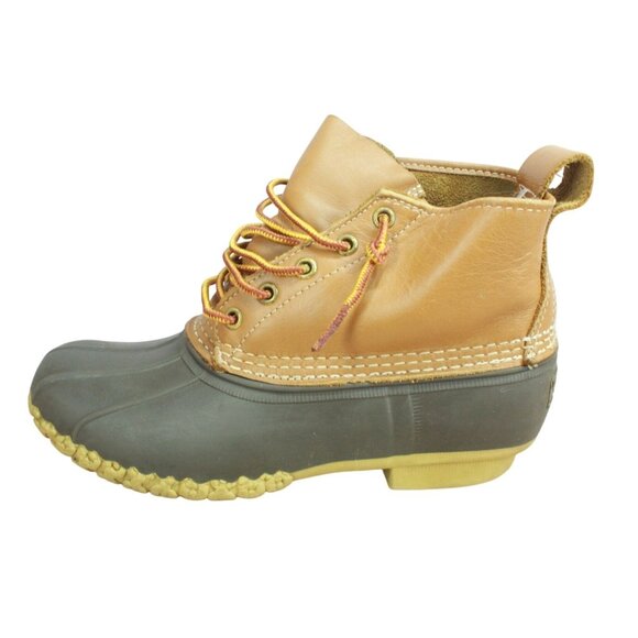 L.L. Bean Shoes - LL Bean Brown Leather Lace Up Round Toe Unlined Ankle Duck Boots Size 8